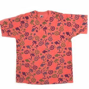 Vintage USA Miller beer T-shirt XL  fits L Single Stitch All Over Print Pink